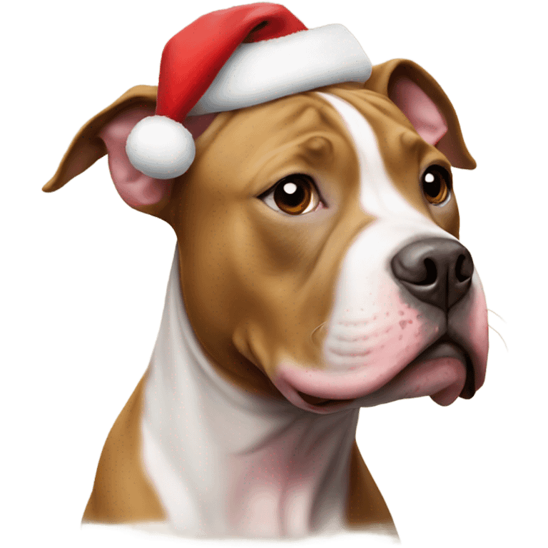 Pit bull wearing Santa hat emoji