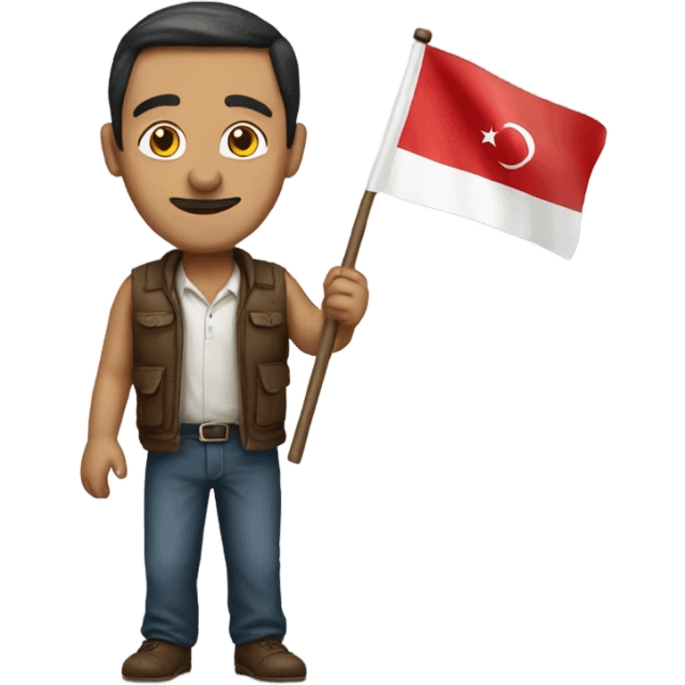 A turk with a turkish flag on his hand emoji