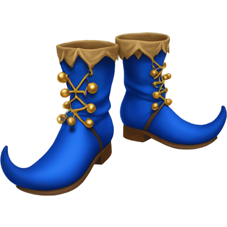 Realistic isolated royal blue elf boots with bells. emoji