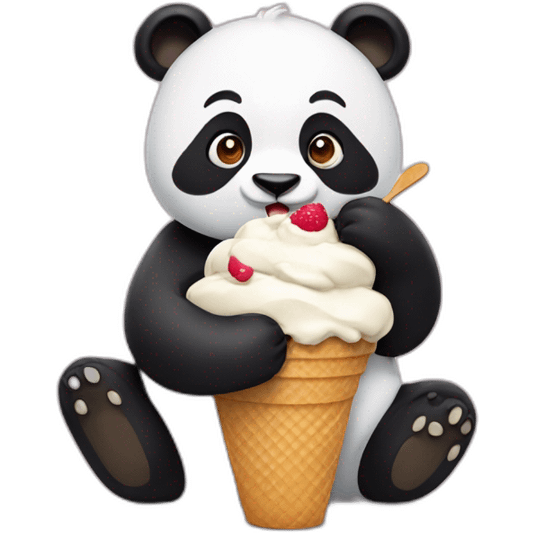 Panda eating ice cream emoji