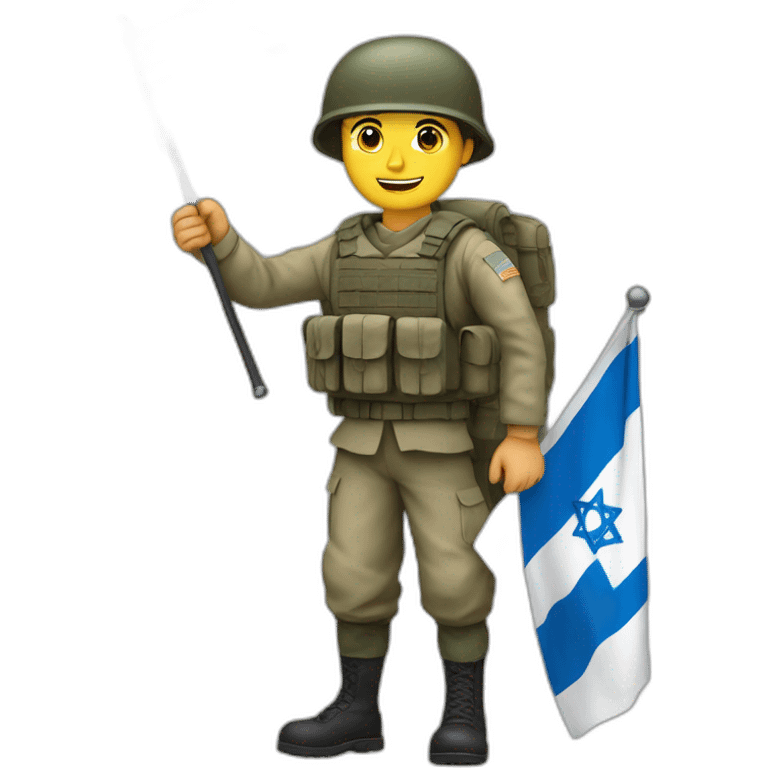 A soldier holds the flag of the State of Israel emoji