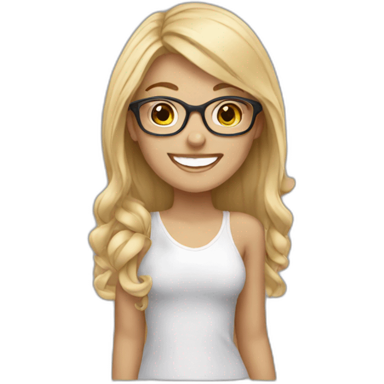 blonde girl wearing glasses with beautiful smile emoji