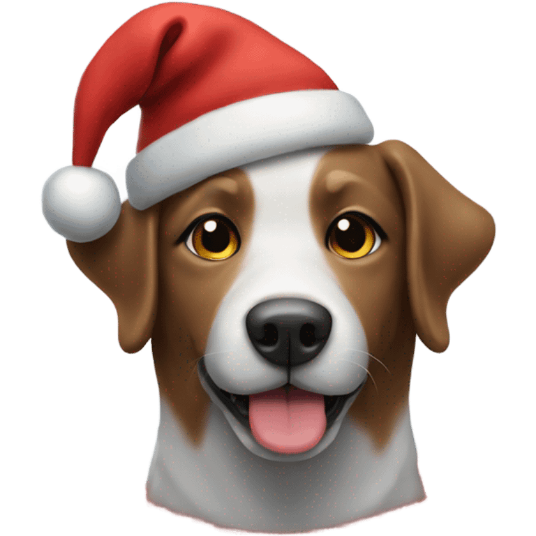 moonlit dog with christmas hat emoji