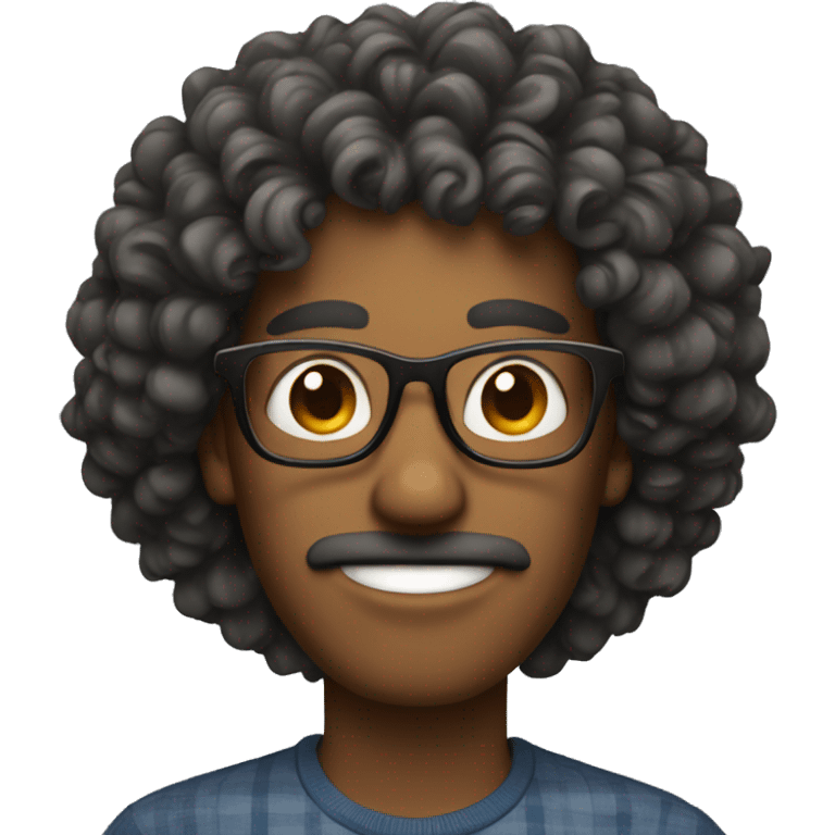 A guy with glasses and curly hair  emoji