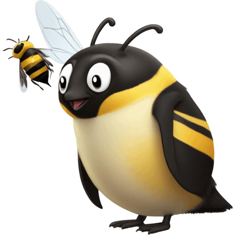 Bee kissing penguin  emoji