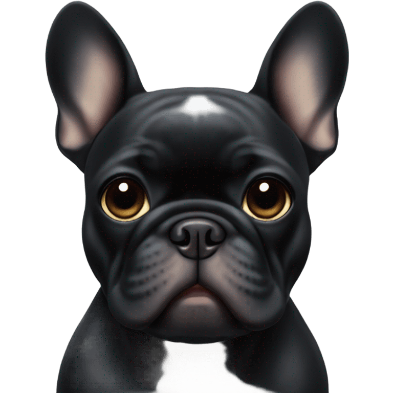 Black French bulldog with round face emoji