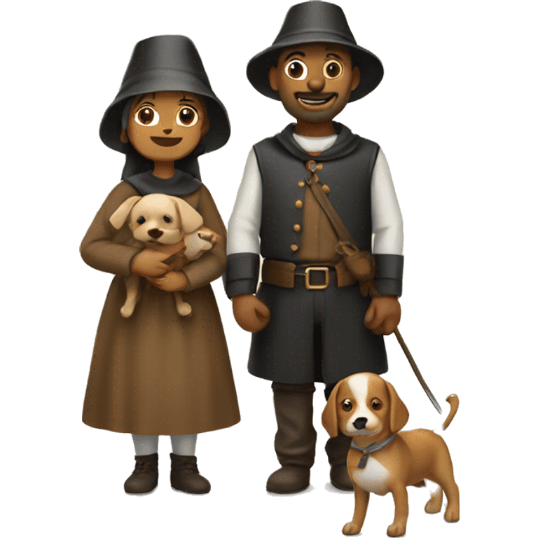 Pilgrim couple with 2 dogs  emoji