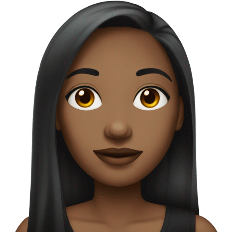 black woman with black long hair and a nice top emoji