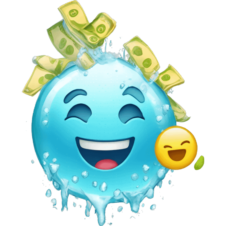 Money shower With happy ice emoji emoji