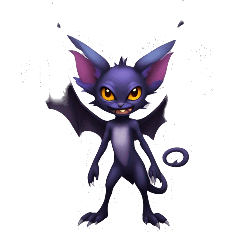  Anthro Kawaii Edgy Cool Vampiric Demonic Beautiful Noivern-Noibat-Litten with big Bat Ears full body emoji