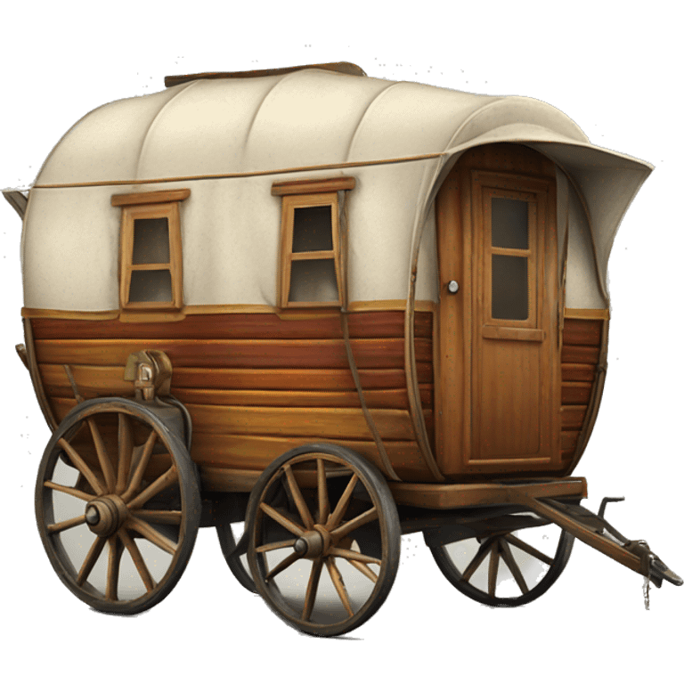 Realistic vintage round gypsy caravan wagon camper emoji