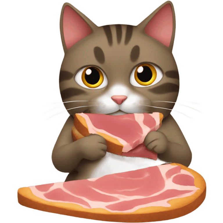 Cat  eating ham  emoji