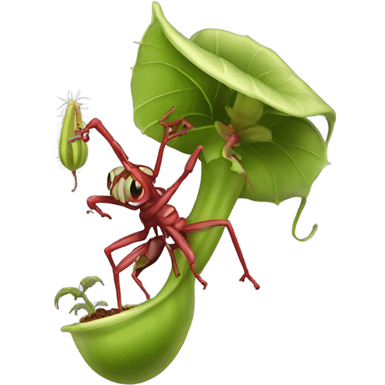 A carnivor plant eating an insect  emoji