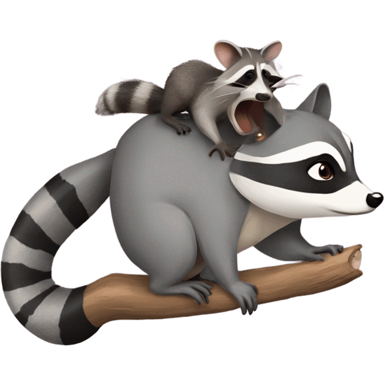 Raccoon riding opossums  emoji