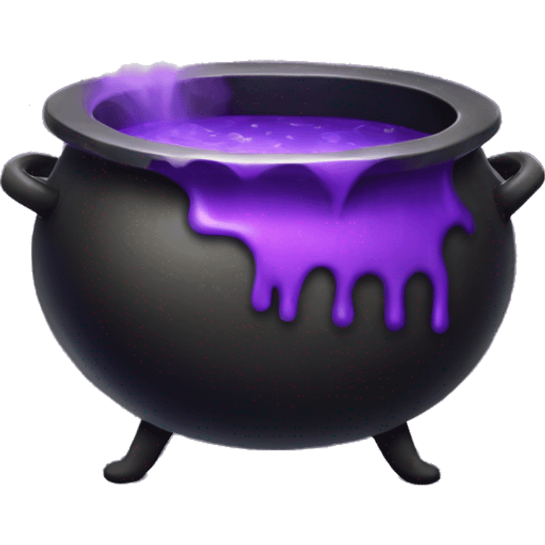 Cauldron with a purple potion bubbling no face emoji