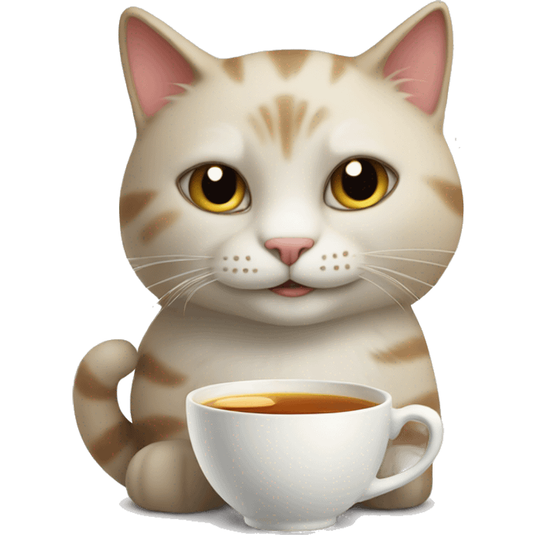 Smiling cat with cup of tea emoji