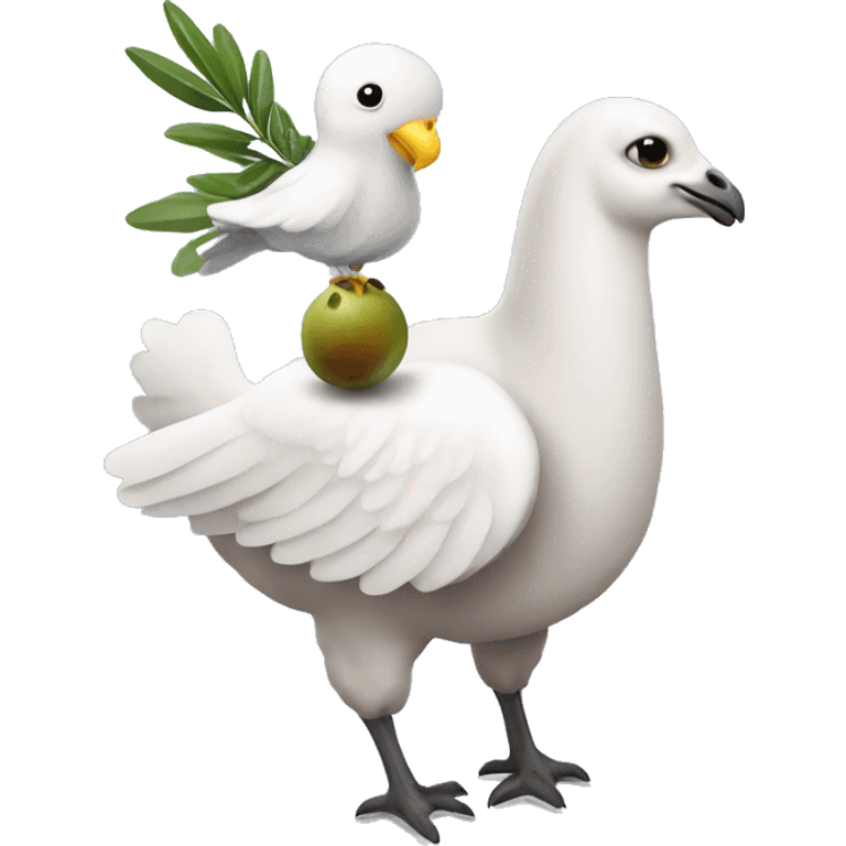 a dove with an olive branch riding a llama emoji