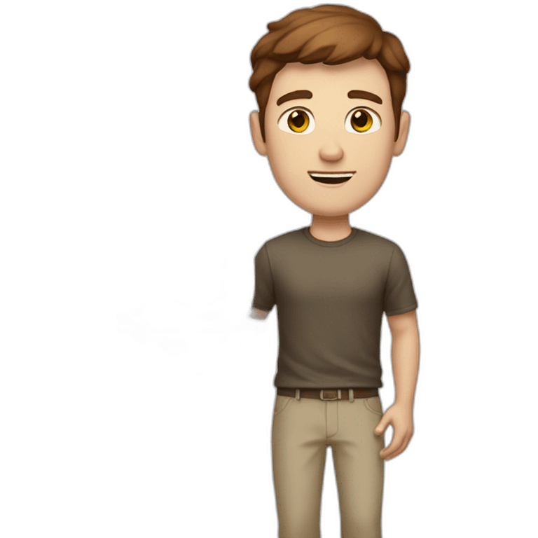 Tall white man with brown hair carrying a small satellite emoji