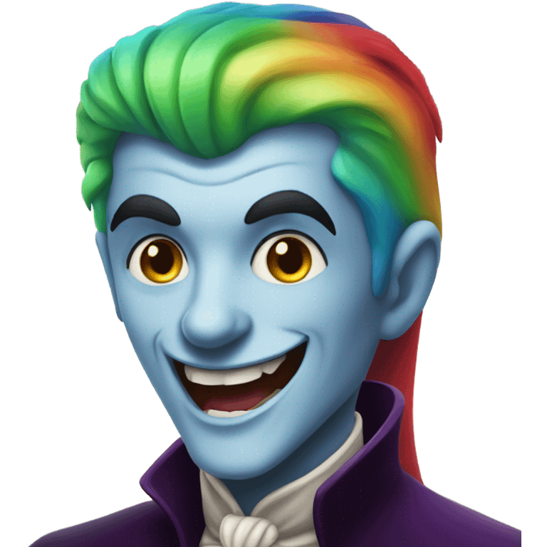 Rainbow haired Dracula having a good time emoji