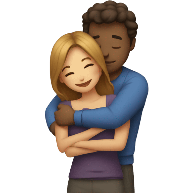 Woman hugging a man emoji