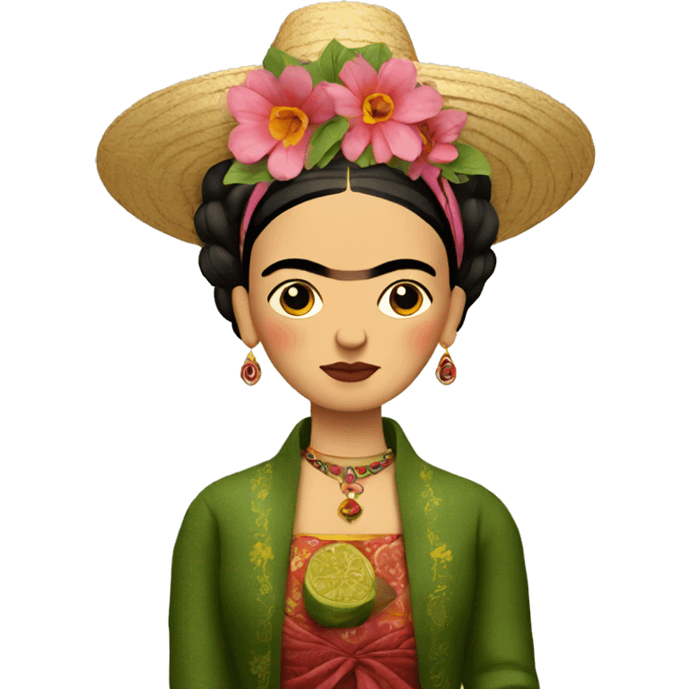 frida kahlo holding tequila emoji