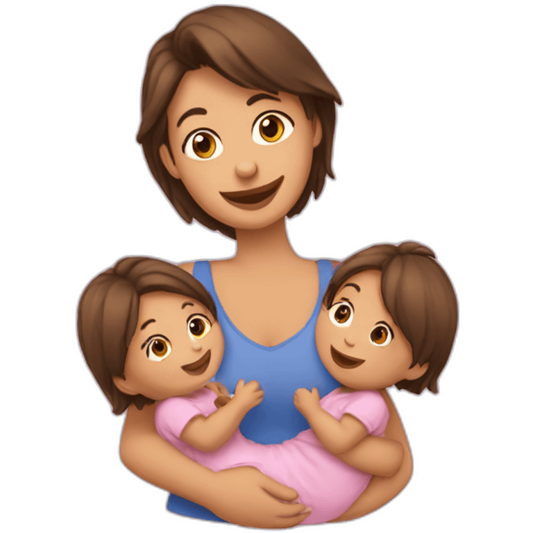 Une fille avec deux bébés dans les bras emoji