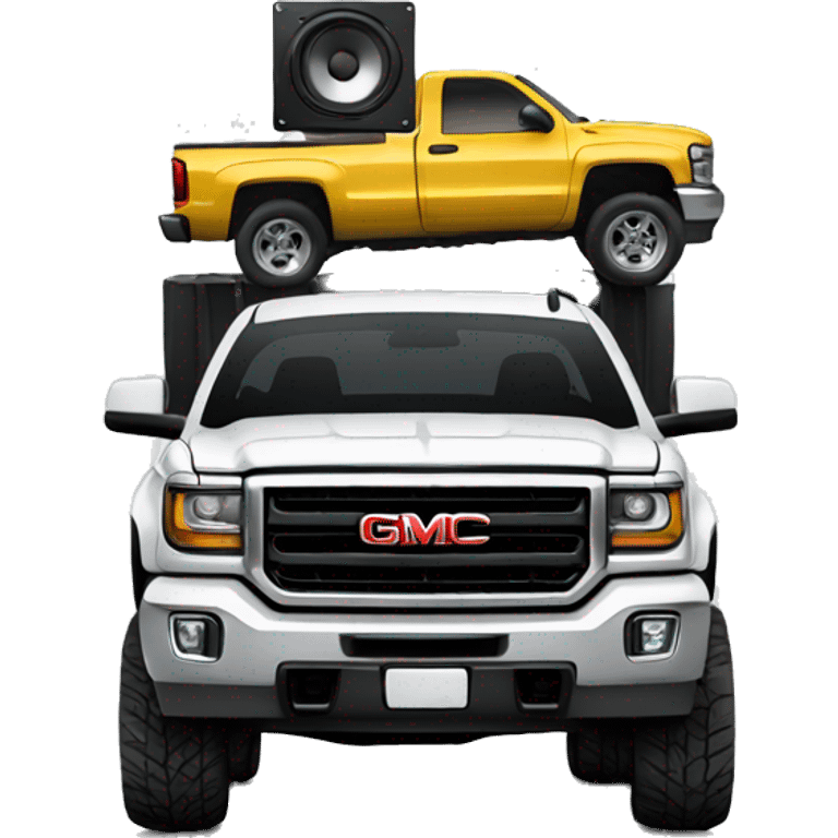 Lifted gmc truck with speakers  emoji