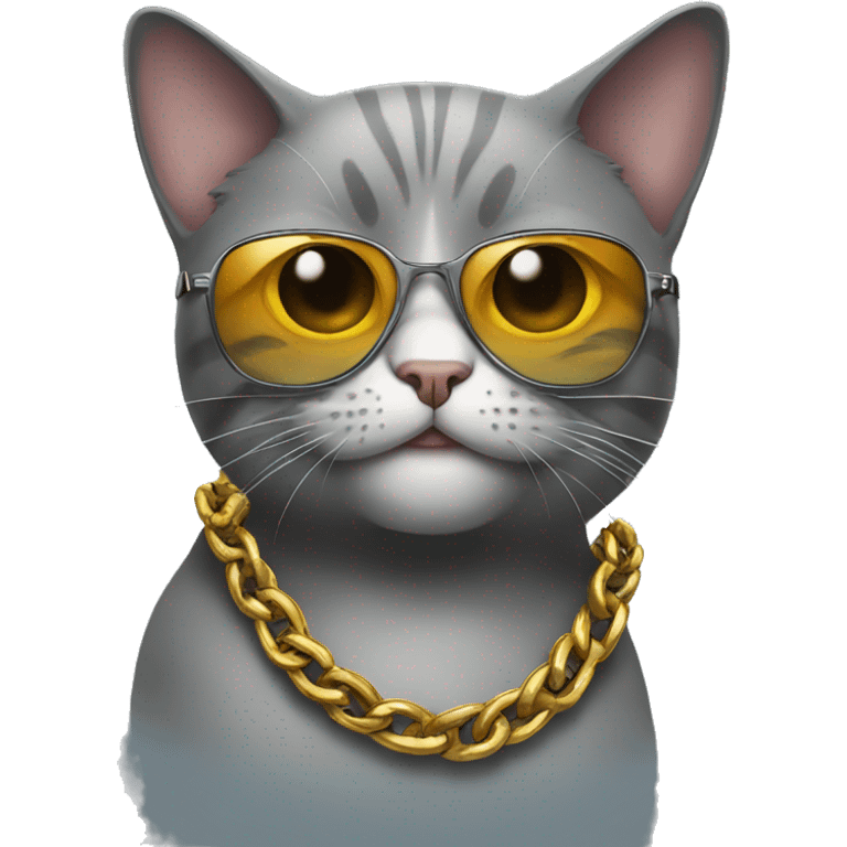 Cat with sunglasses and a big chain around his neck emoji