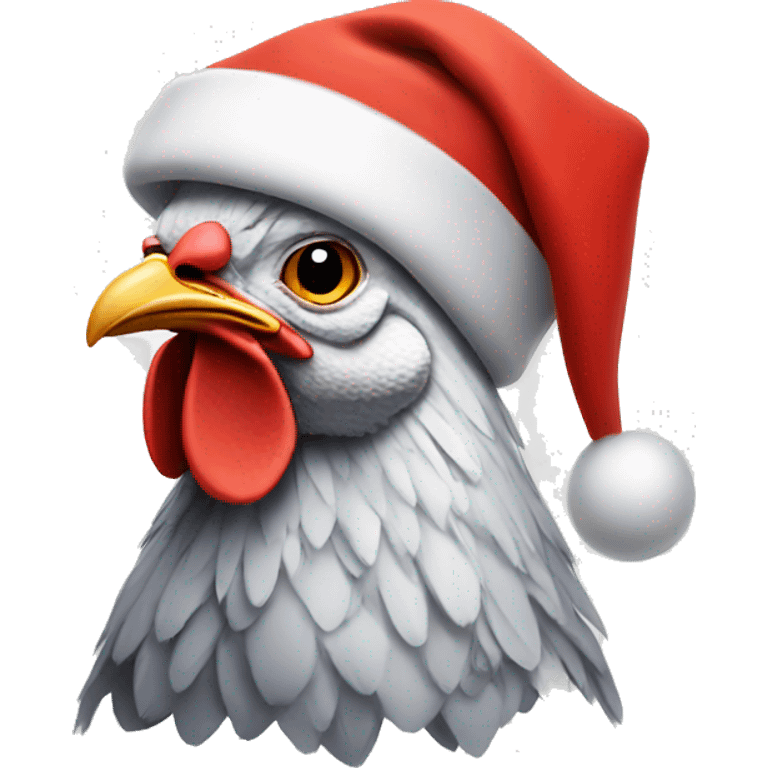 Chicken wearing Christmas hat emoji