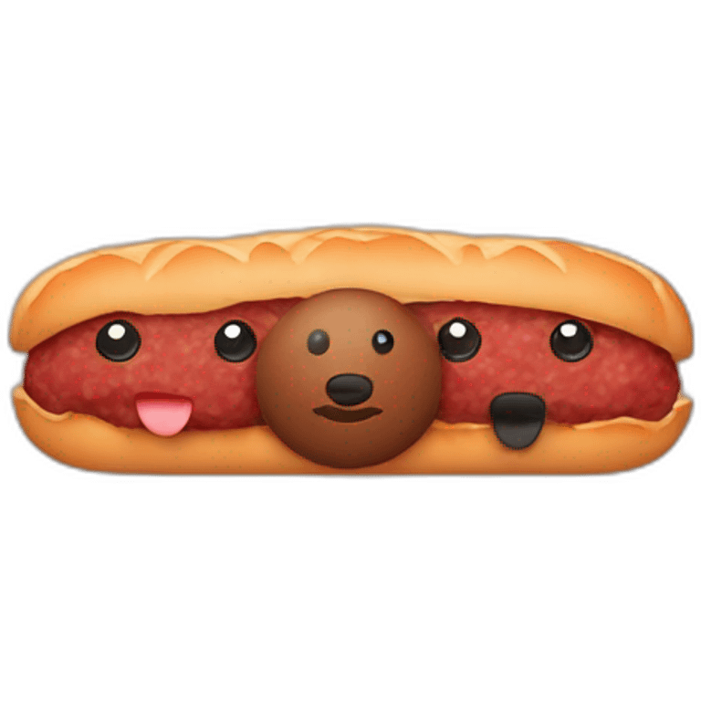 two meatballs and a sausage in the middle emoji