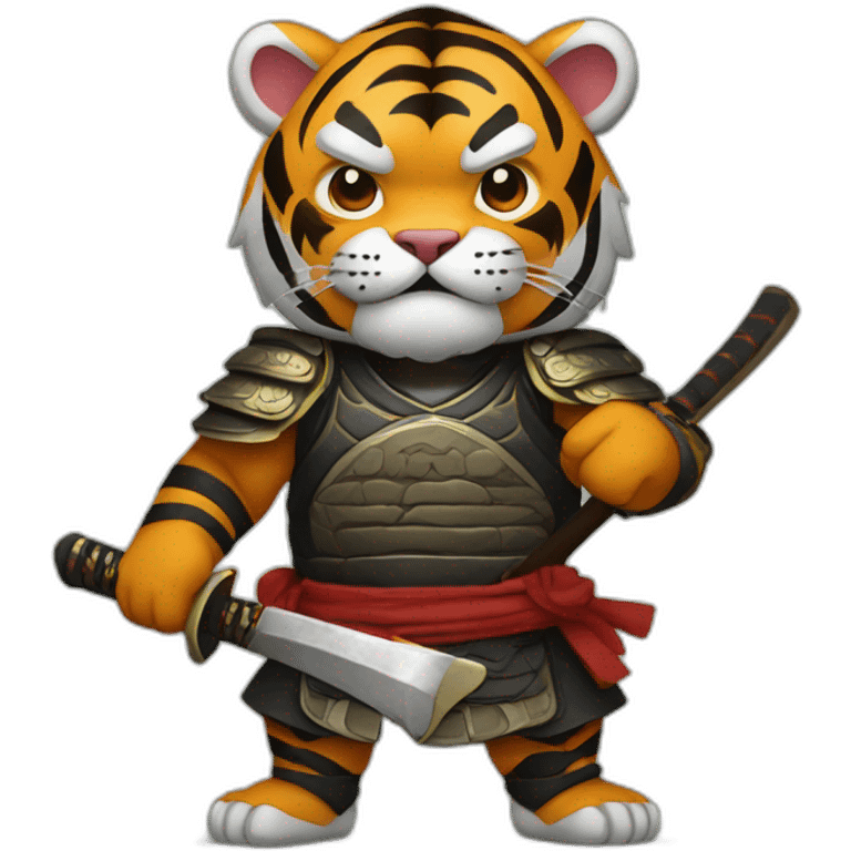 Tiger samurai holding axe emoji