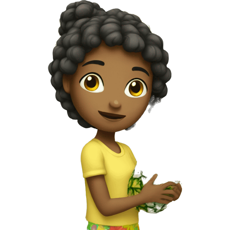 Girl holding a pineapple  emoji