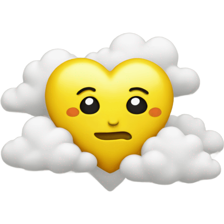 Yellow heart with clouds emoji