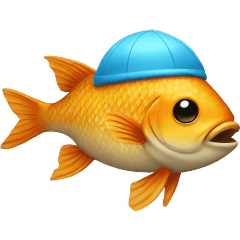 A fish with a swim cap emoji