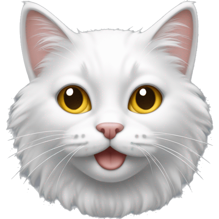 Gato blanco y peludo feliz emoji