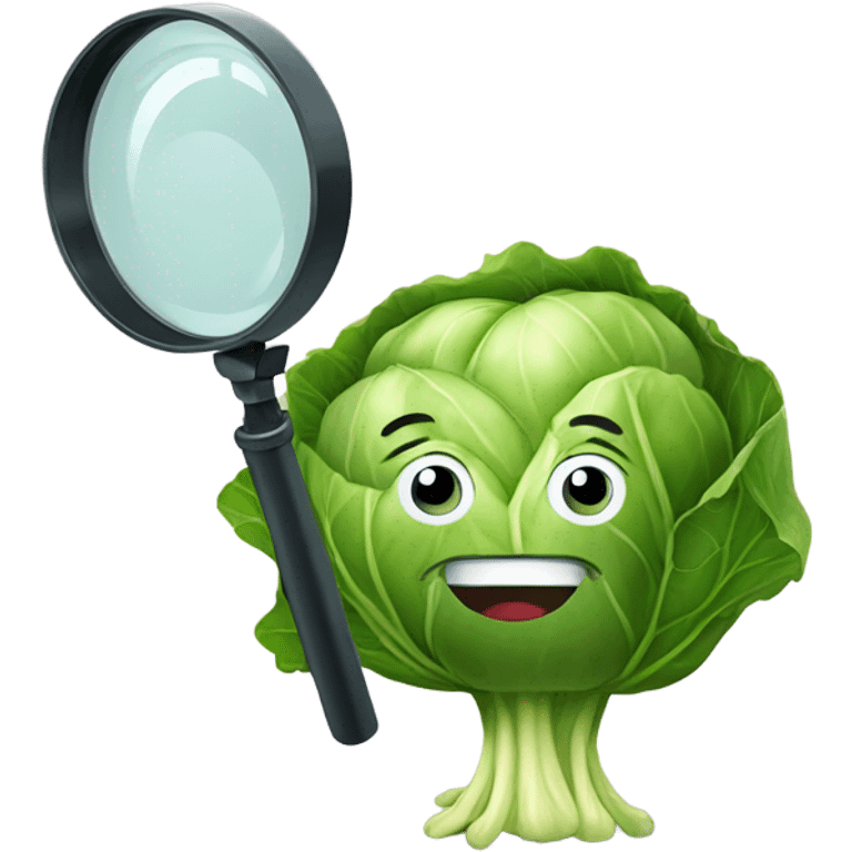 happy cabbage hold magnifying glass emoji