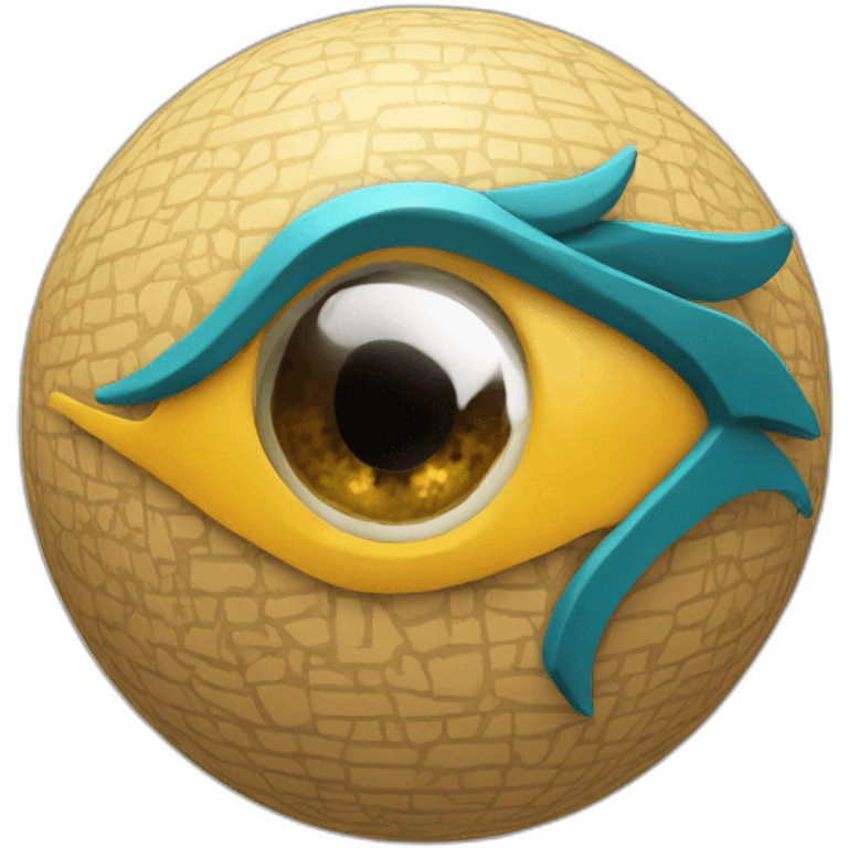 3d sphere with a cartoon Horse skin texture with Eye of Horus emoji