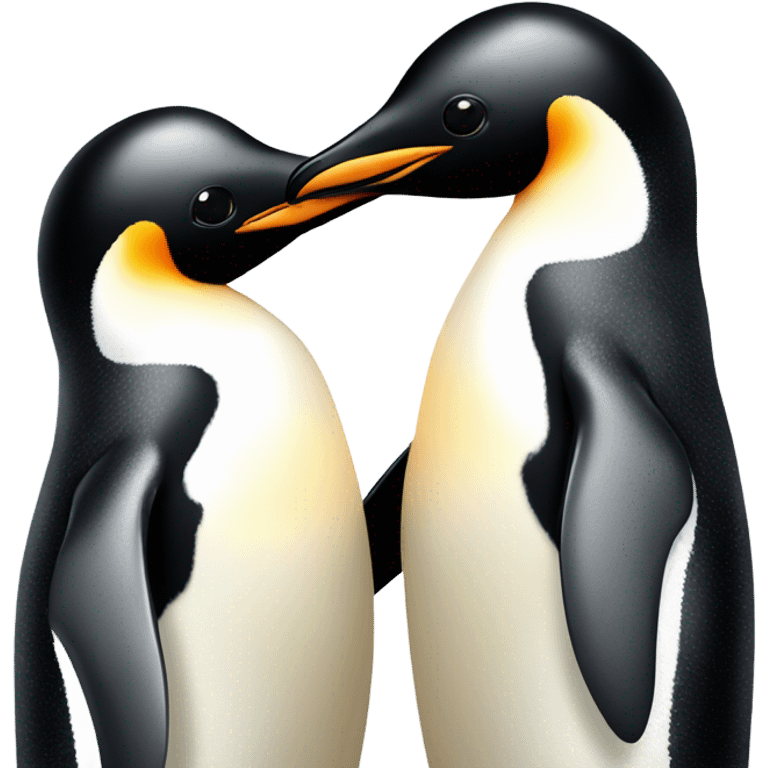 Two Penguins hugging and kissing emoji