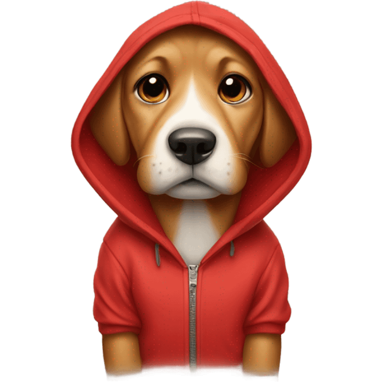 Dog wearing red hoodie  emoji