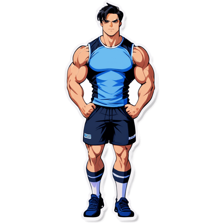 Levi wearing footy clothes and big muscles  emoji