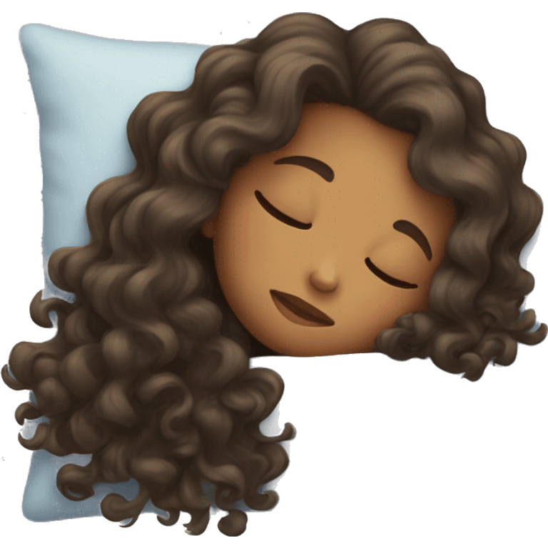 Girl with long curly hair sleeping emoji