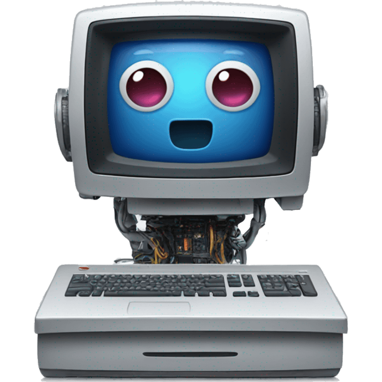 Computer with a robot emoji