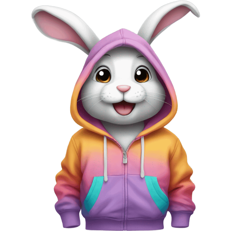 Bunny wearing a hoodie emoji