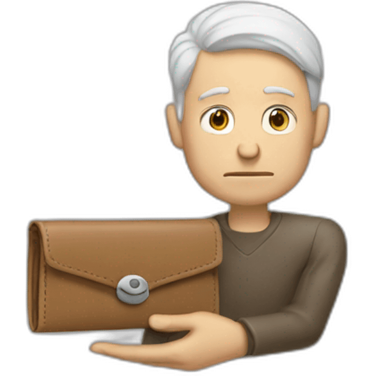 a sad white man holds out an empty wallet emoji