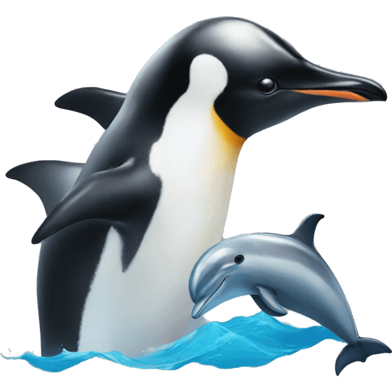 penguin and dolphin  emoji