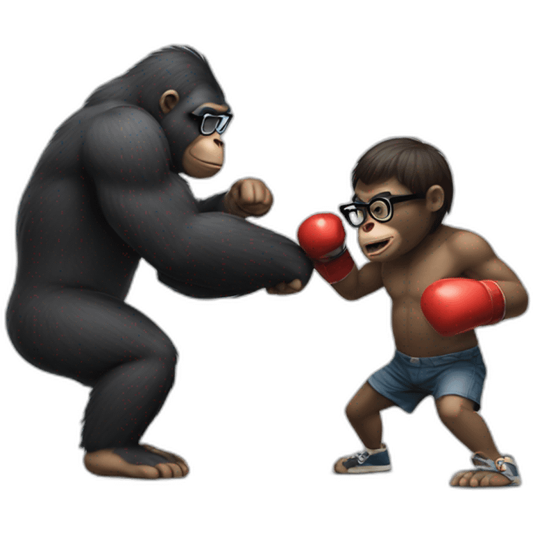 Gorilla boxing a Boy with glasses emoji