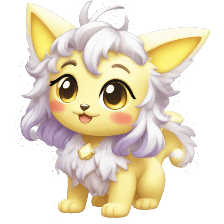 Cute Kawaii Chibi Anthro Sona Colorful Ethereal Pretty see Godly Celestial Shiny Fakemon Full Body emoji