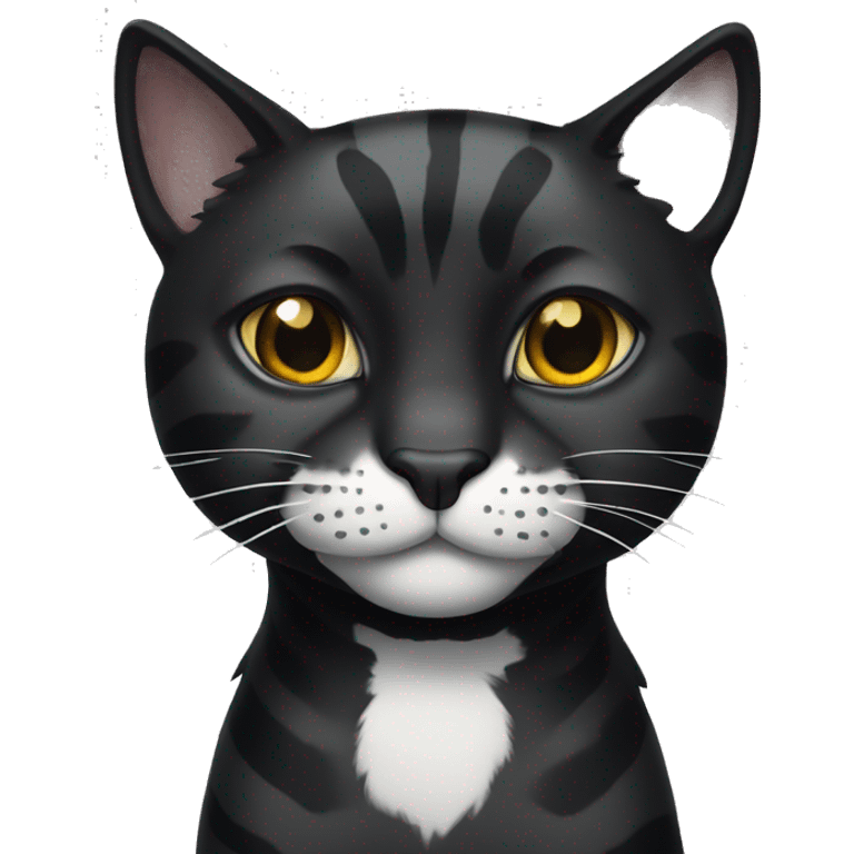 Black tiger cat with white dot on mouth, white neck emoji