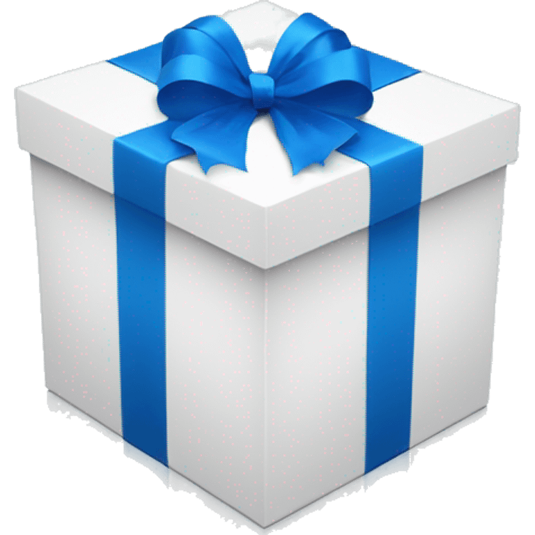 present - round shape white box and blue ribbon emoji