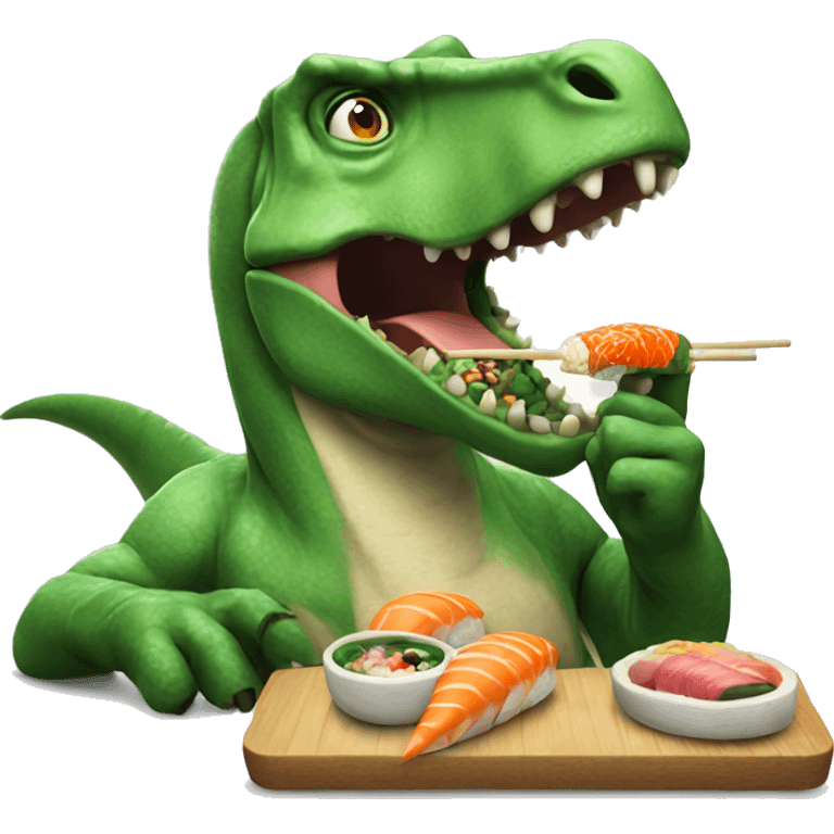 stoned dinosaur eating sushi  emoji